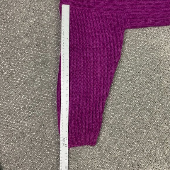 LL Bean Mohair Blend Cardigan Sweater Women's Large Purple Cropped - Picture 10 of 11
